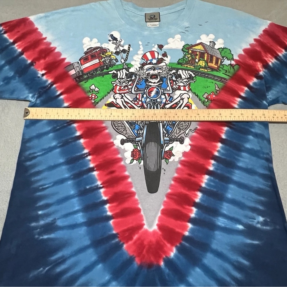 2011 Grateful Dead Deadhead Band Tshirt Crossing Biker Liquid Blue Tie Dye XL - Picture 8 of 9
